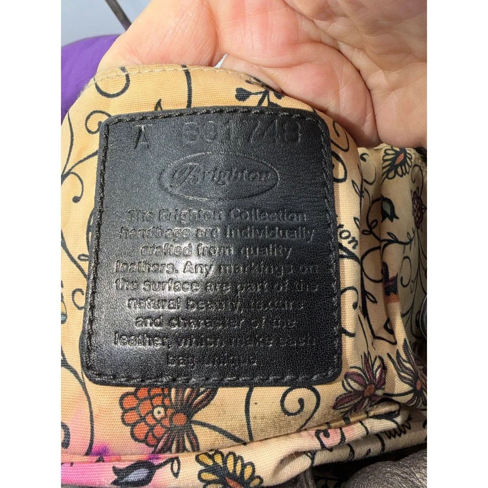 Brighton Metallic Pewter Leather Bow Hobo Shoulder Bag Silver Heart A301748 - Picture 8 of 12